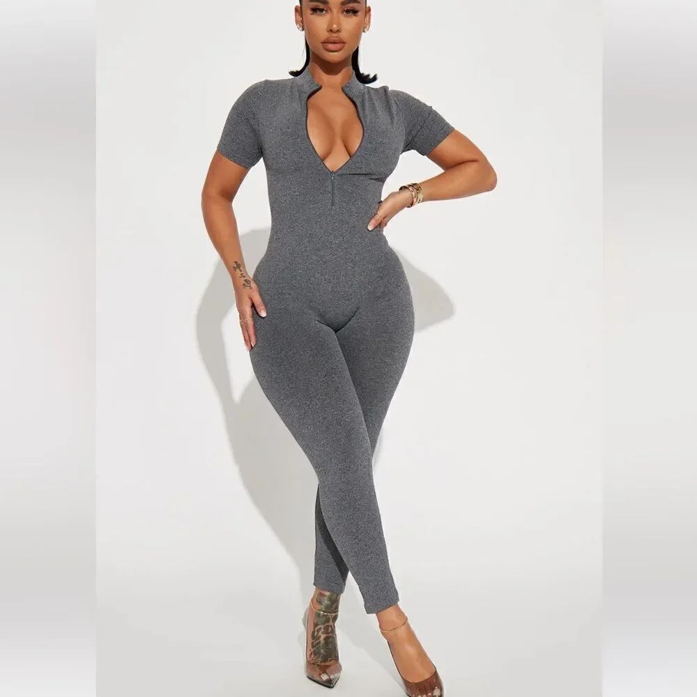 Tanya Seamless Jumpsuit - Heather Grey Size Medium